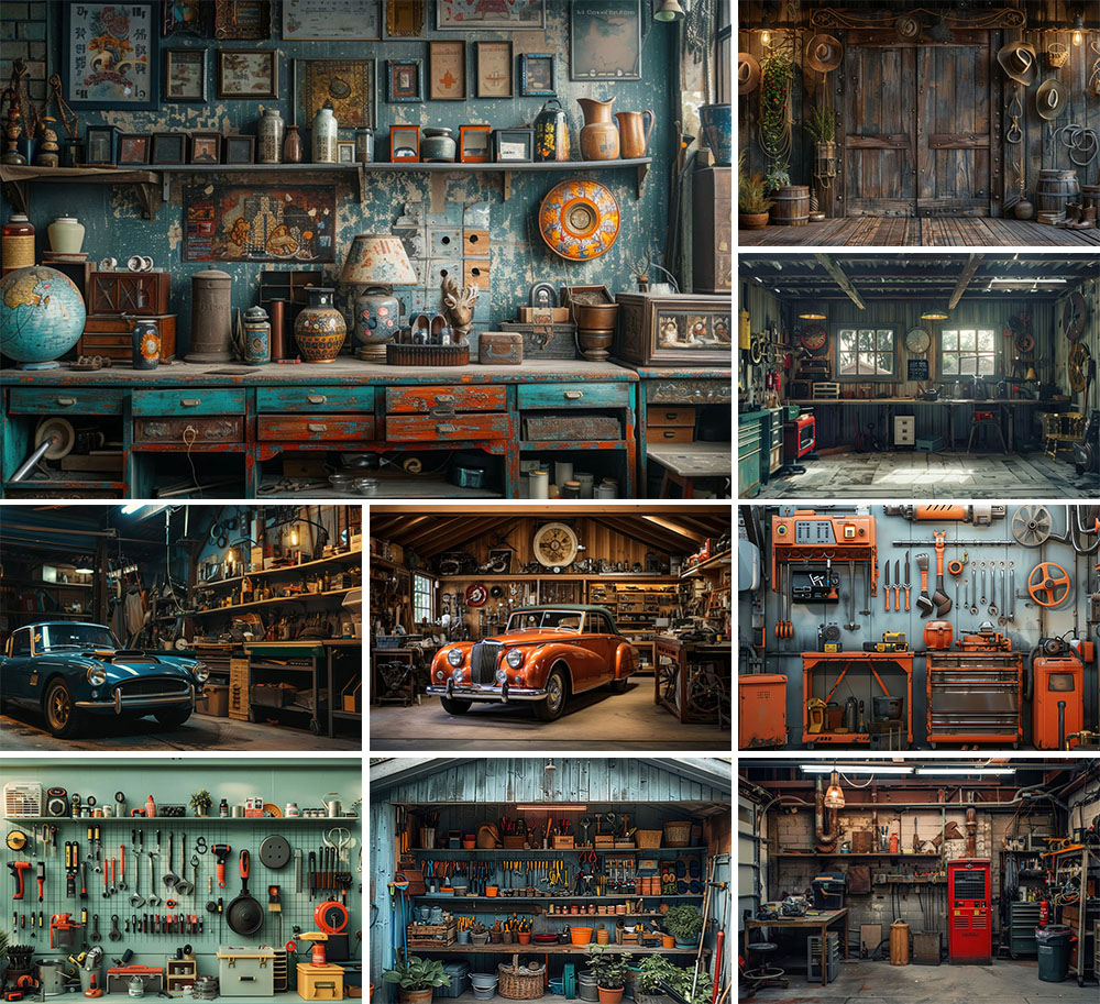 Workshop Tools Background - Mehofond Fotografie Hintergrund Vintage Garage Auto