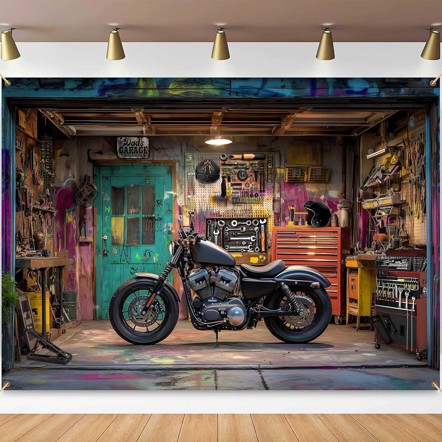 Motorrad Garage Fotografie Hin – Workshop Tools Background Bewertung und Preis