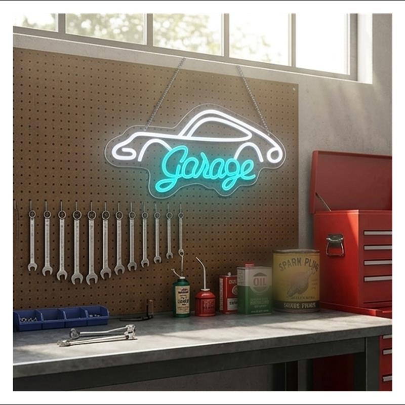 Garagen-Neonschild, LED-Licht, – Workshop Tools Wallpaper Bewertung und Preis