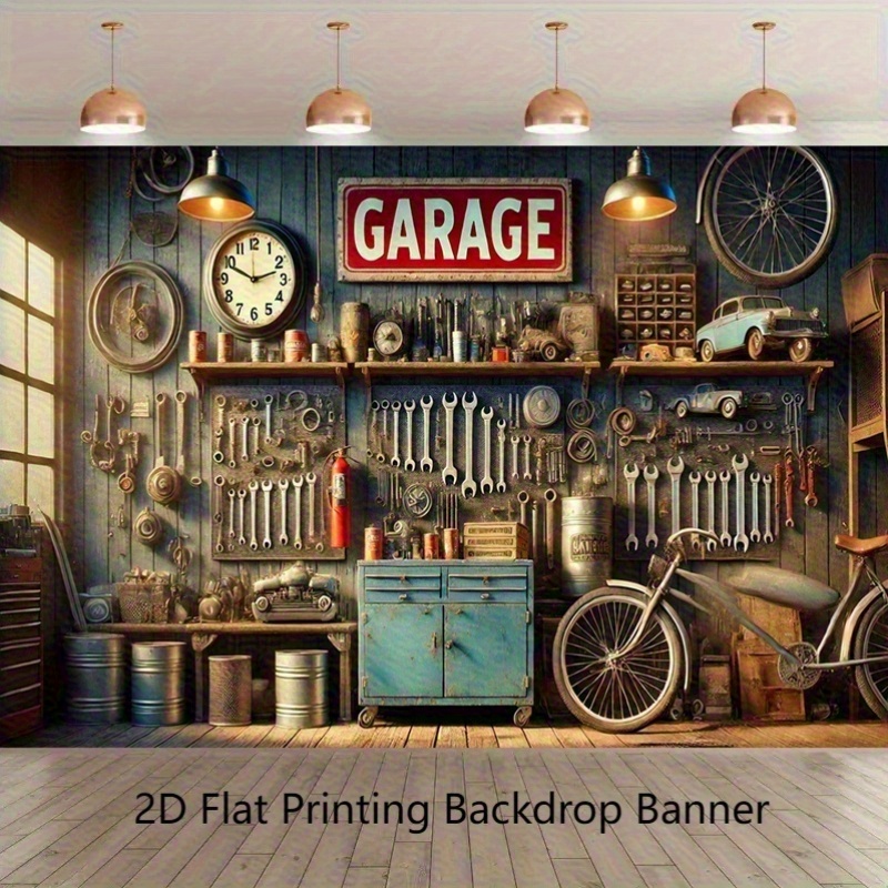 Industrielle Garagen-Hintergru – Workshop Tools Background Bewertung und Preis